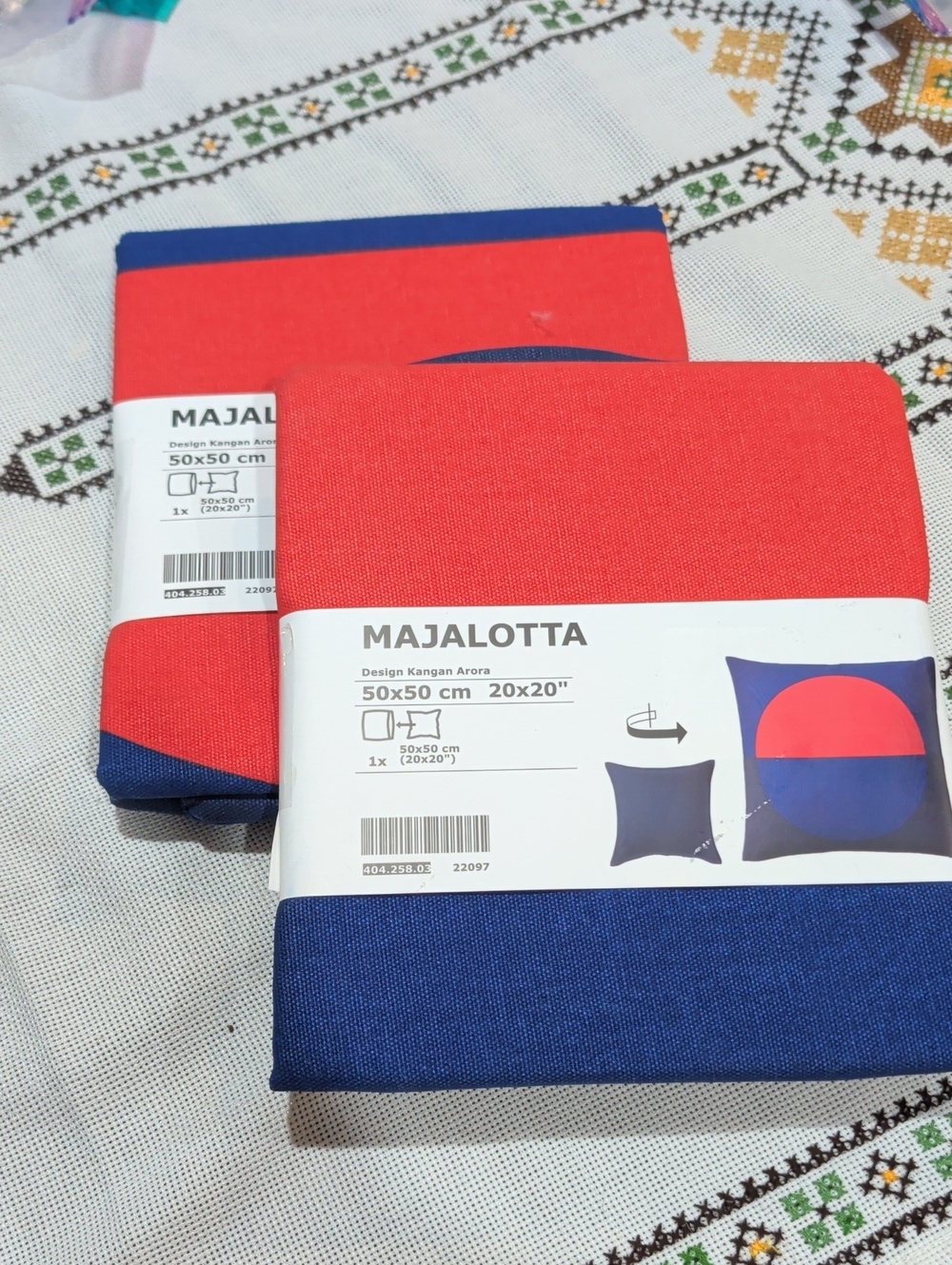 Ikea Red & Blue Cushion Covers - 50x50 cm Set Of Two
